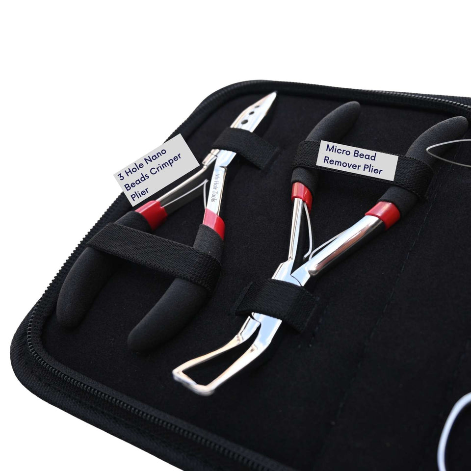 Hair Extension Tool Kit with 3 Hole Crimping Plier & Microlink Removal Tool - Cross Edge Corporation