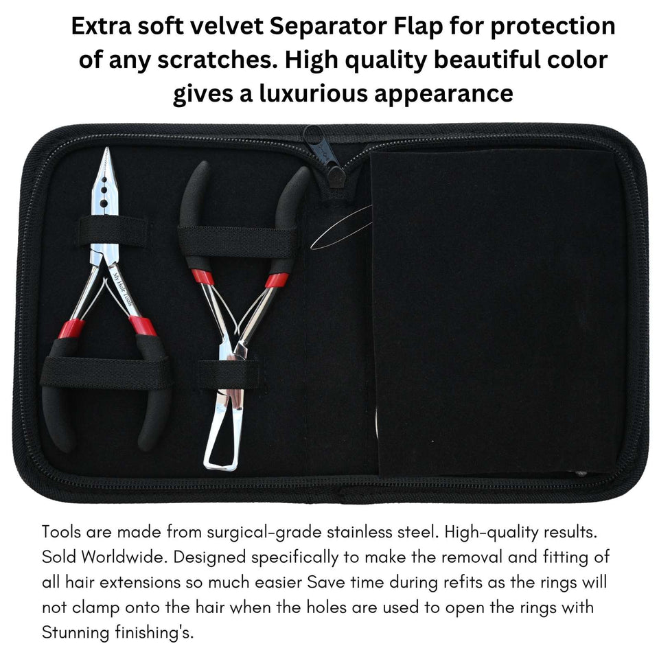 Hair Extension Tool Kit with 3 Hole Crimping Plier & Microlink Removal Tool - Cross Edge Corporation