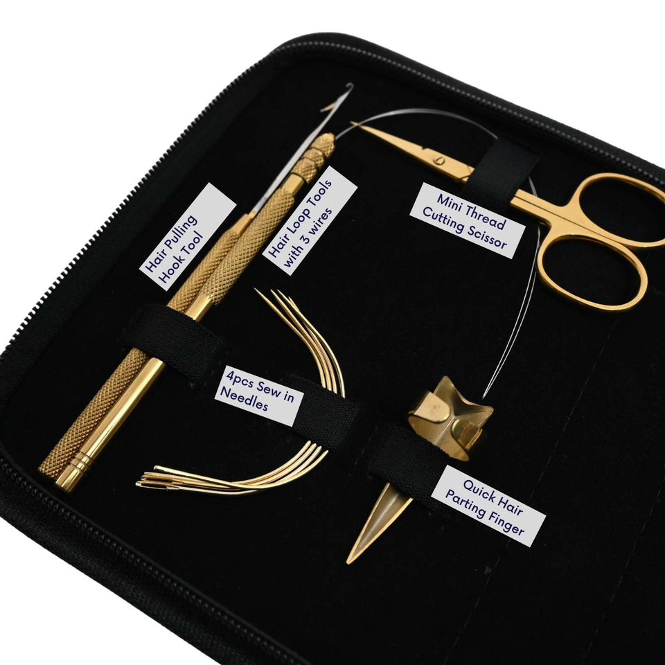 Hair Extension Tool Kit with Microlink Remover, Crimping Pliers & Threading Loop Set - Cross Edge Corporation