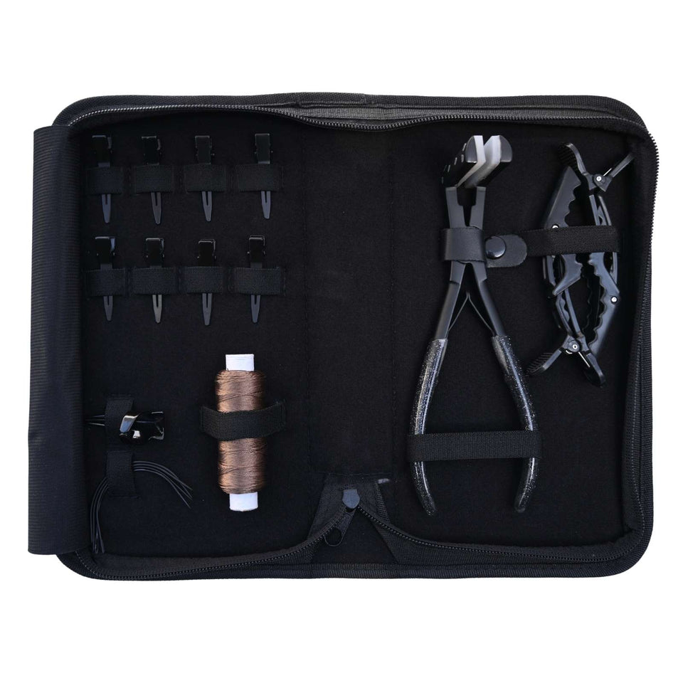 Professional Hair Extension Tool Kit Including Tape In Plier, Wig Threads & Styling Clips - Cross Edge Corporation