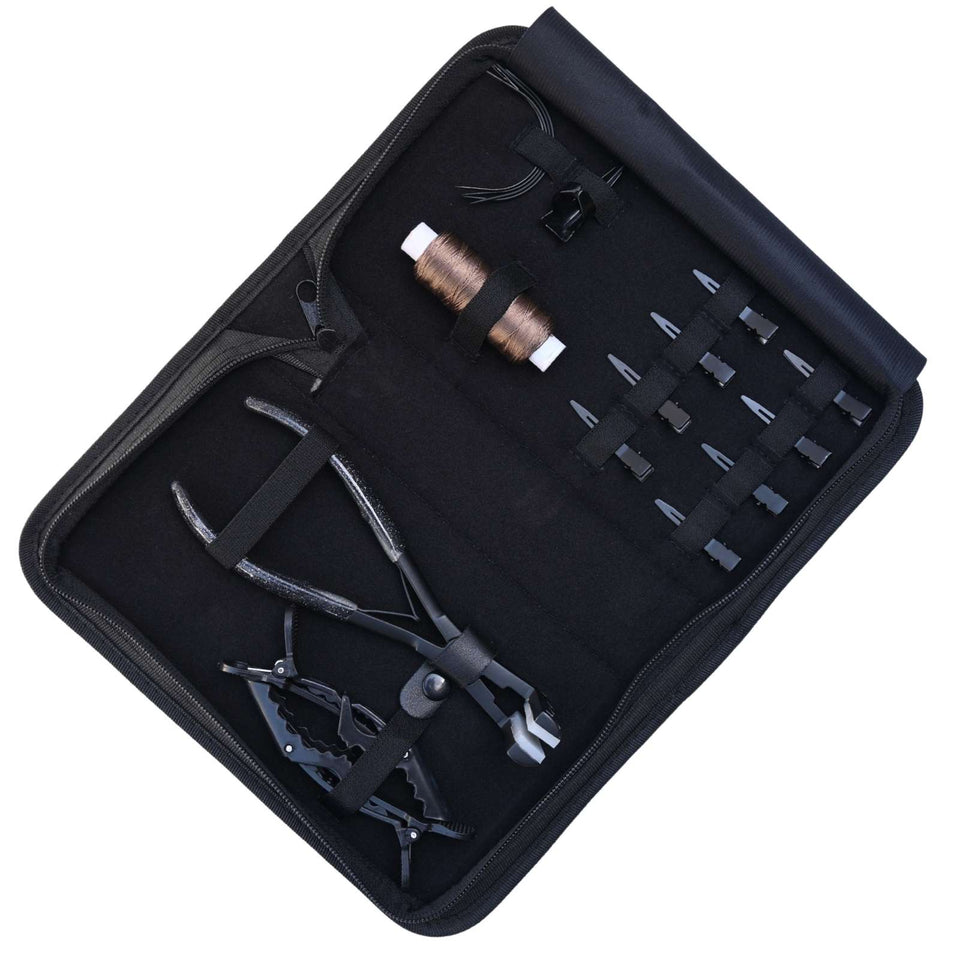 Professional Hair Extension Tool Kit Including Tape In Plier, Wig Threads & Styling Clips - Cross Edge Corporation