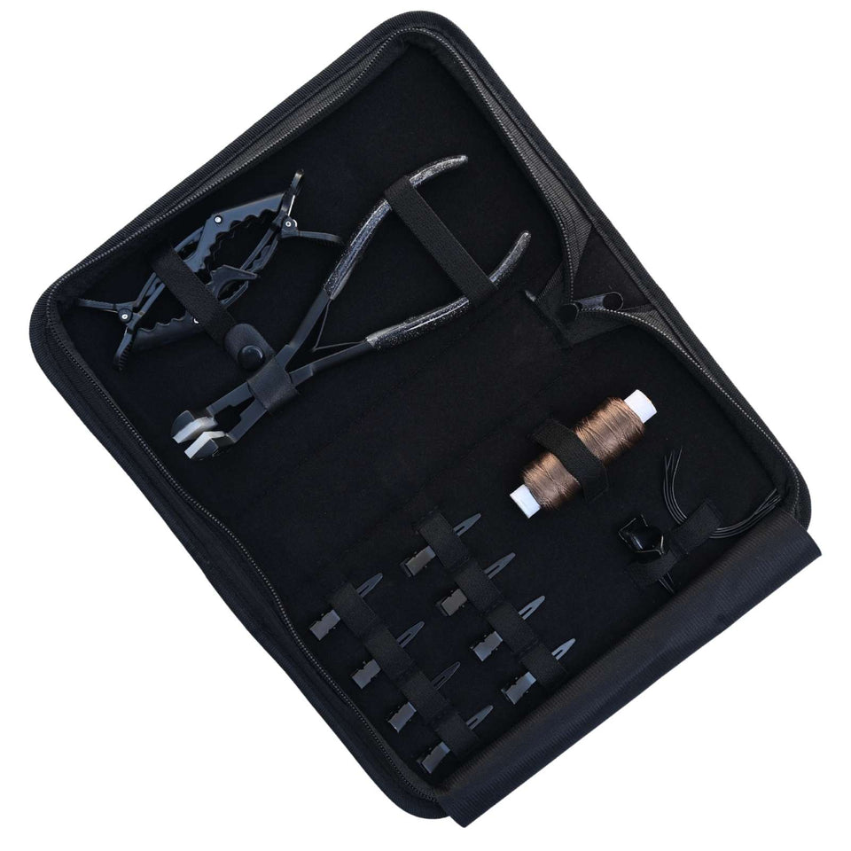Professional Hair Extension Tool Kit Including Tape In Plier, Wig Threads & Styling Clips - Cross Edge Corporation