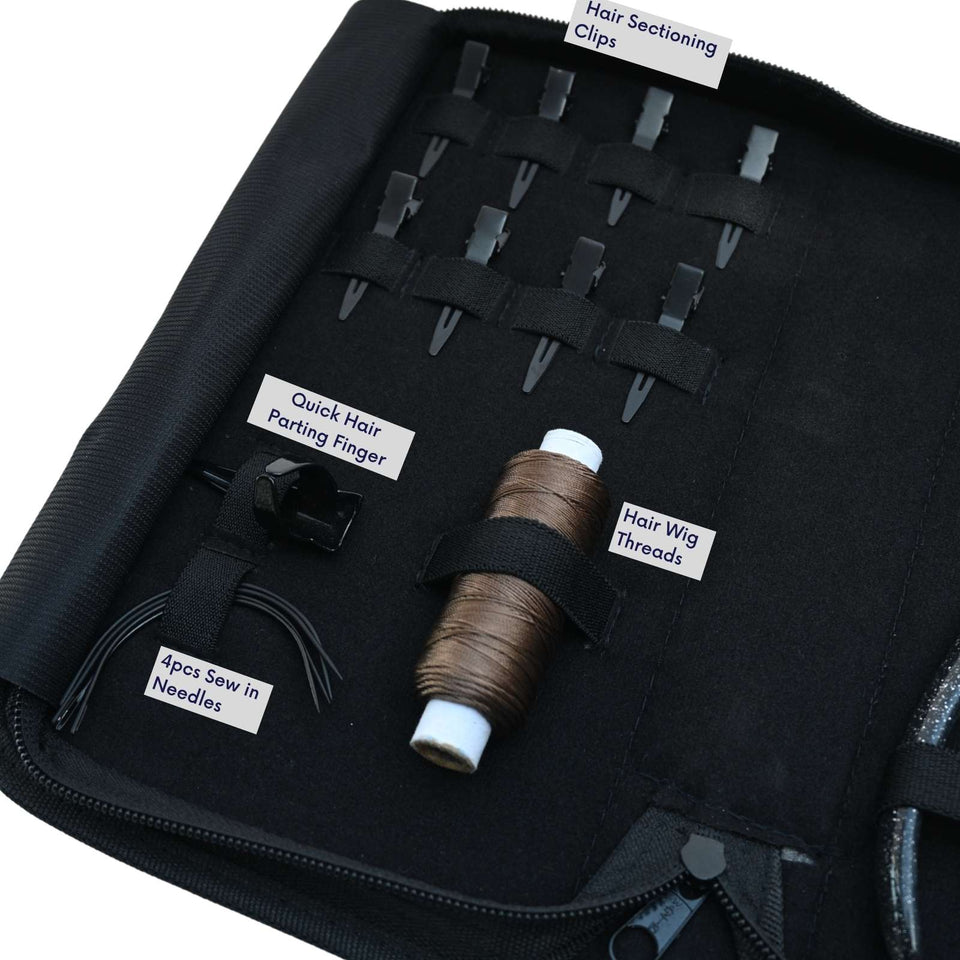 Professional Hair Extension Tool Kit Including Tape In Plier, Wig Threads & Styling Clips - Cross Edge Corporation