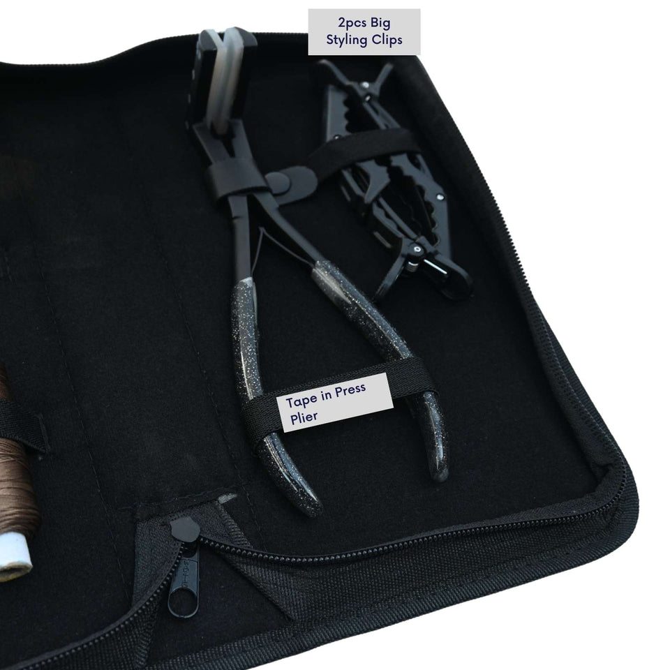 Professional Hair Extension Tool Kit Including Tape In Plier, Wig Threads & Styling Clips - Cross Edge Corporation