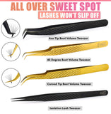 Fiber Tip Lash Tweezers Set Volume Boot Eyelash Tweezers & Isolation Tweezers Set (4pcs) - Cross Edge Corporation