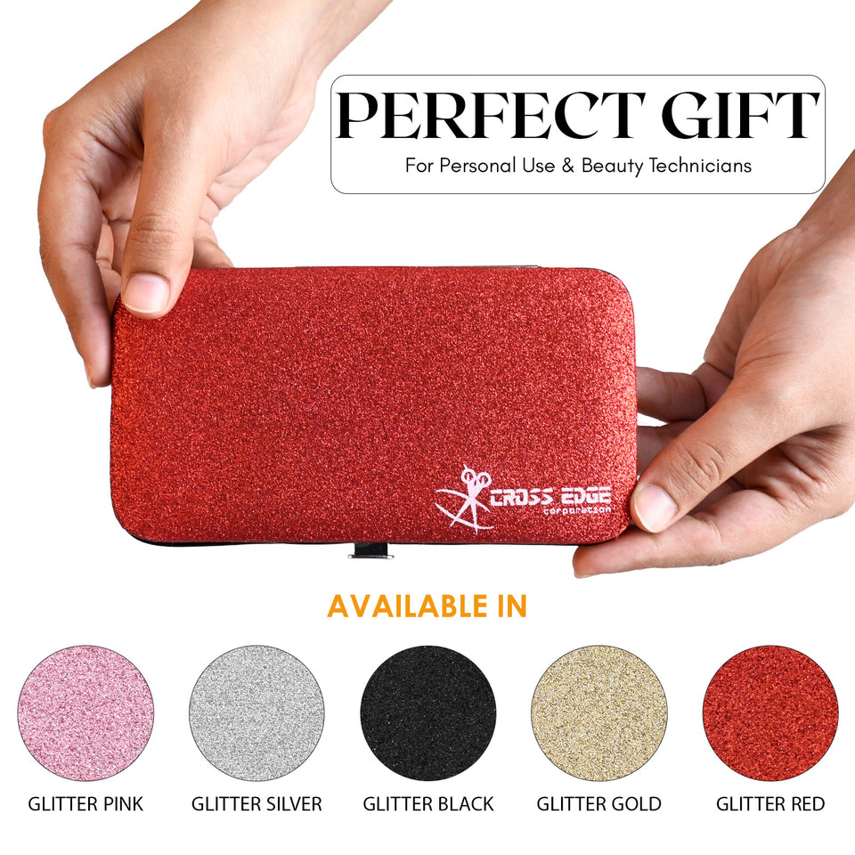 Red Magnetic 6 Pieces Eyelash Tweezers Organizer Case