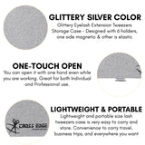 Silver Magnetic 6 Pieces Eyelash Tweezers Organizer Case