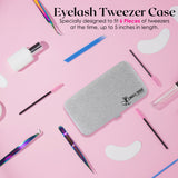 Silver Magnetic 6 Pieces Eyelash Tweezers Organizer Case