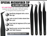 Black Fiber Tip Lash Tweezers Set Precision Boot Volume Eyelash Extensions Tweezers (5pcs)