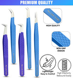 Eyelash Extension Tweezers set Fiber Tip Lash Tweezers for Lash Extensions (5pcs) - Cross Edge Corporation