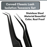 Black Tweezers Professional Lashing Tweezers, 5Pcs Stainless Steel - Cross Edge Corporation