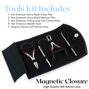 Silver My Hair Tools Pro Extension Kit, Extensions Remover Pliers set, Micro Beads Pulling Hook & Microbead Loop Tool Stainless Steel