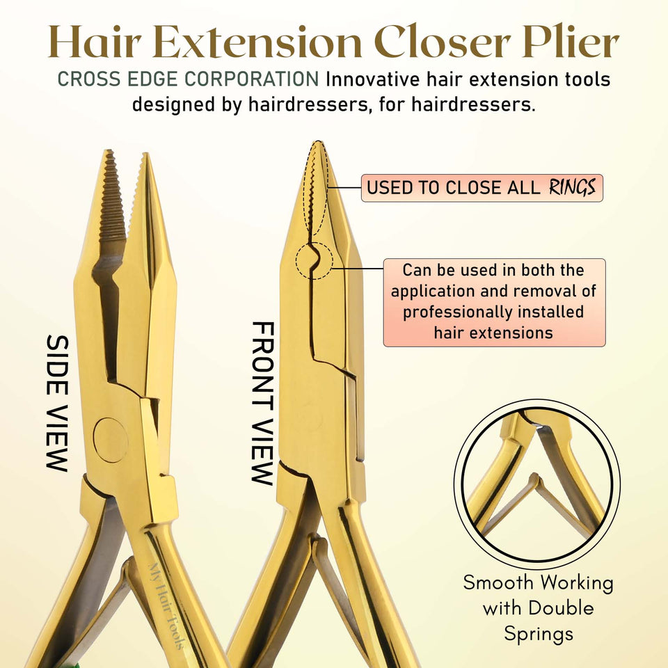 My Hair Tools Pro Hair Extension Tools Kit Gold - Multi Purpose - Cross Edge Corporation