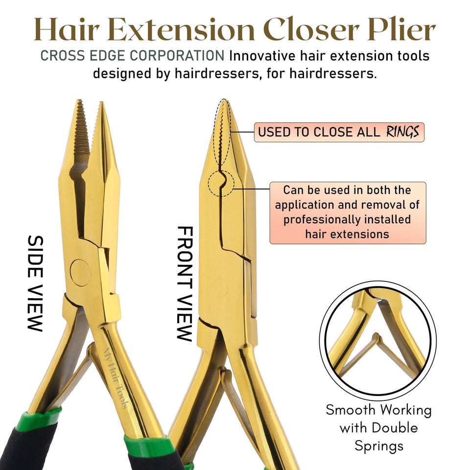 Gold My Hair Tools Pro Extension Kit, Extensions Remover Pliers set, Micro Beads Pulling Hook & Microbead Loop Tool Stainless Steel